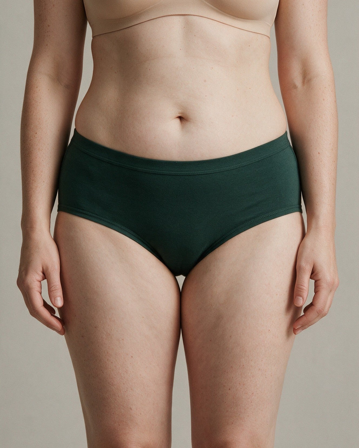 Elodie women's bamboo hipster brief in Green, front view