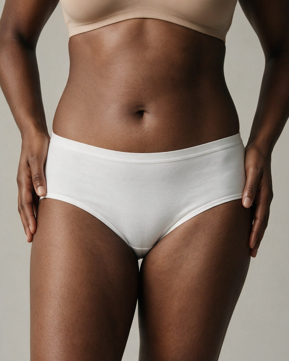 Elodie women's bamboo hipster brief in White, front view