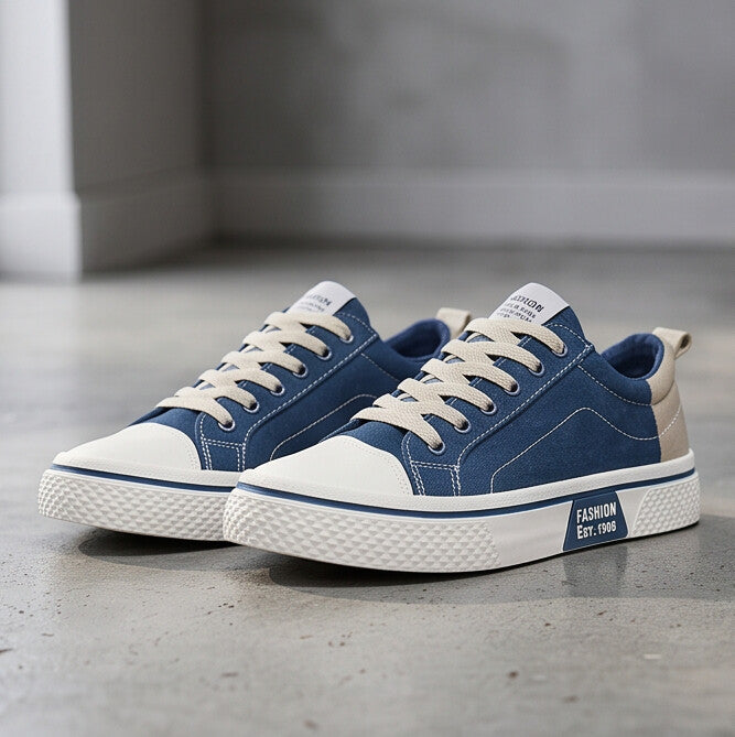Retroglide — Canvas Court Sneaker with Graphic Sole