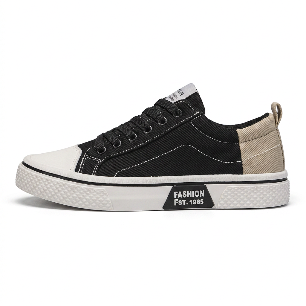 Retroglide — Canvas Court Sneaker with Graphic Sole