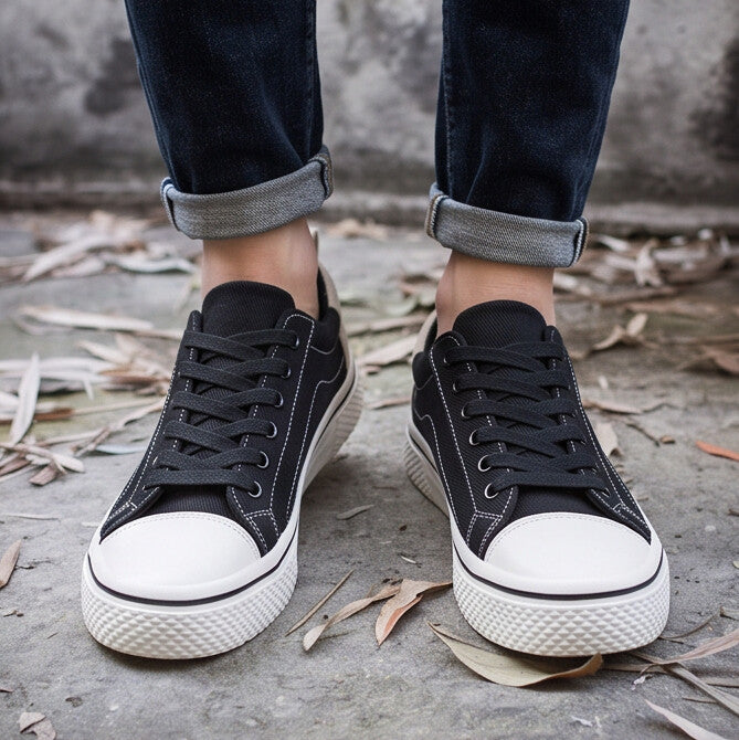 Retroglide Canvas Court Sneaker - Black