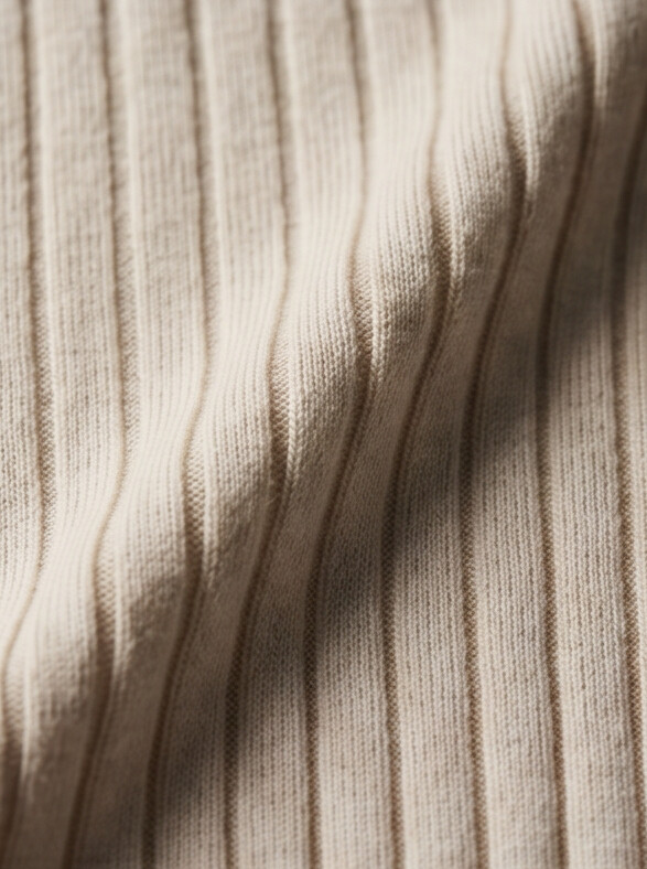 Hendrick | Ribbed Knit Polo with Spread Collar - Beige