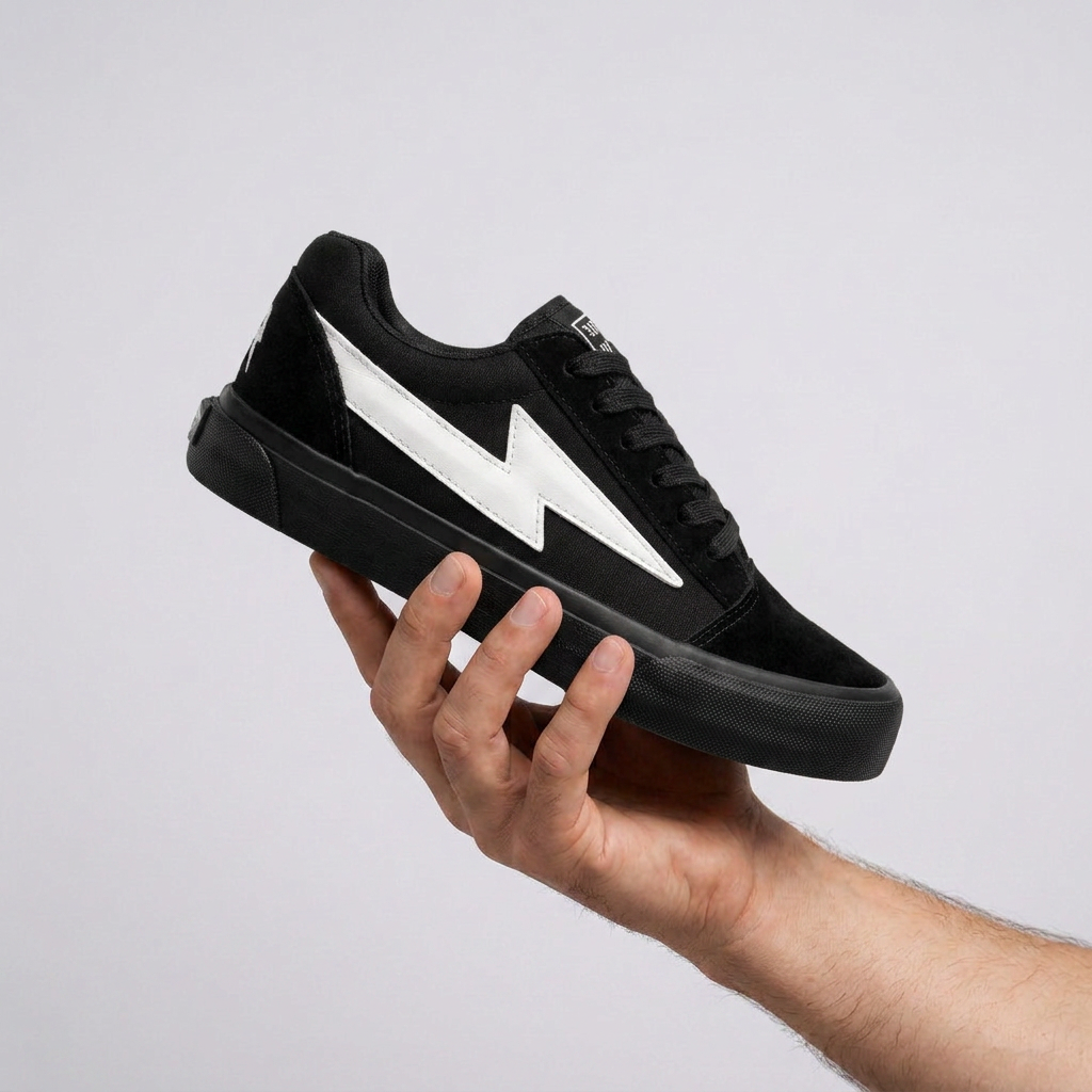 Steady Low-Top Canvas Sneaker with Platform Sole - All Black