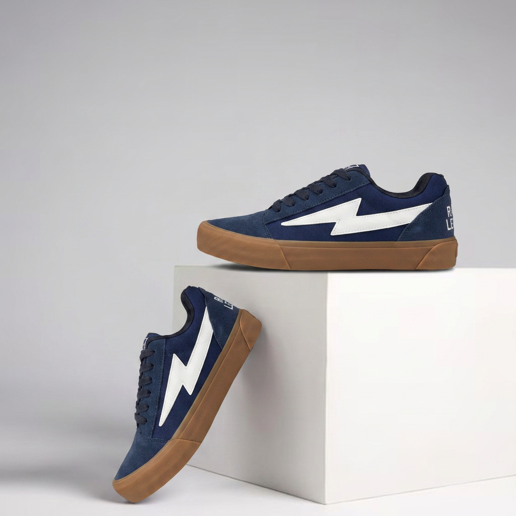 Steady Low-Top Canvas Sneaker with Platform Sole - Navy / Gum