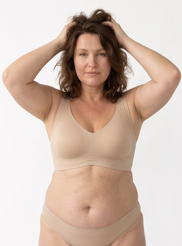 Keld V-Neck Wireless Bra - Nude/Beige