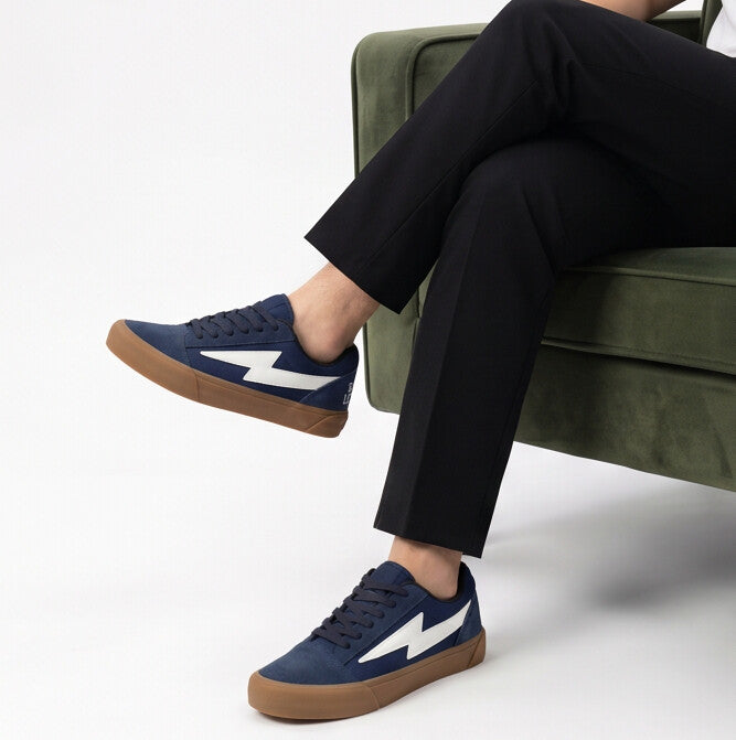 Steady Low-Top Canvas Sneaker with Platform Sole - Navy / Gum
