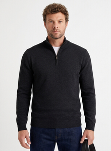 Santous Zip-Up Pullover - Black