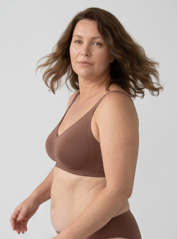 Rove Wide Strap Wireless Bra | Brown
