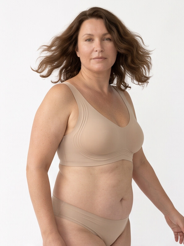 Keld V-Neck Wireless Bra - Nude/Beige