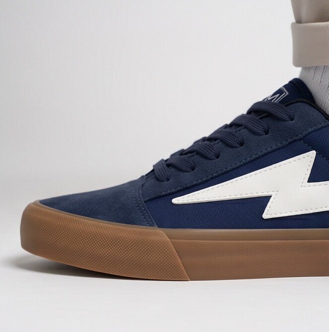 Steady Low-Top Canvas Sneaker with Platform Sole - Navy / Gum