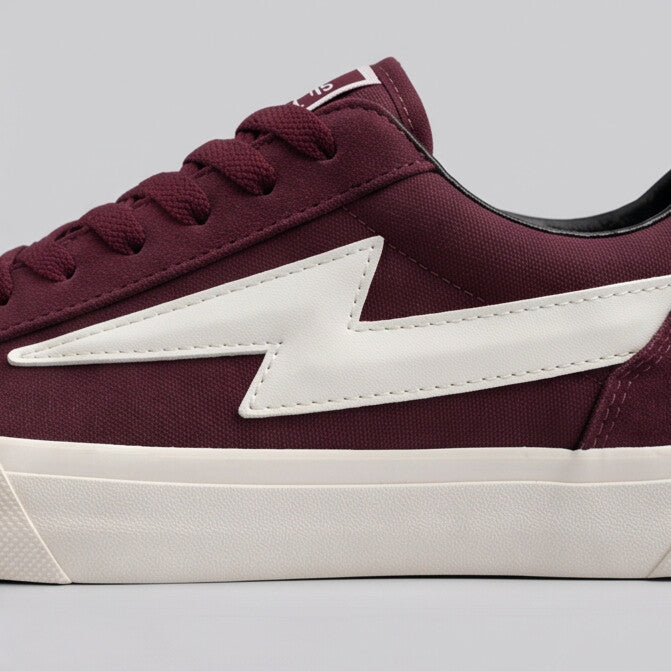Steady Low-Top Canvas Sneaker with Platform Sole - Burgundy