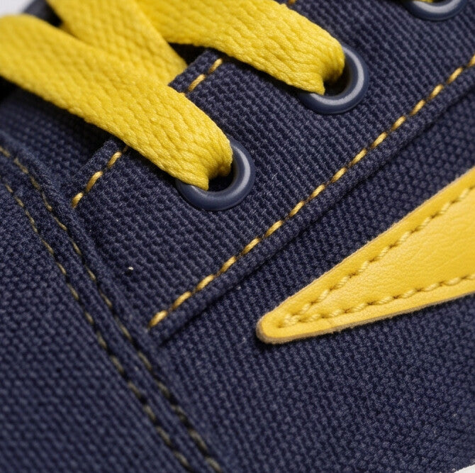 Steady Low-Top Canvas Sneaker with Platform Sole - Navy / Yellow