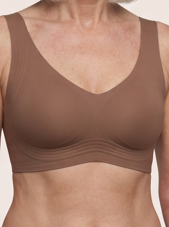 Keld V-Neck Wireless Bra - Taupe/Brown