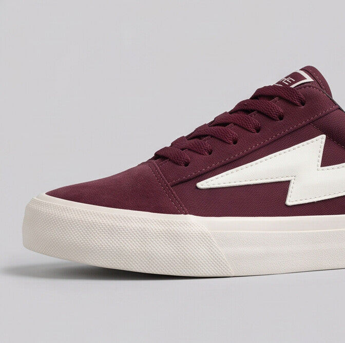 Steady Low-Top Canvas Sneaker with Platform Sole - Burgundy