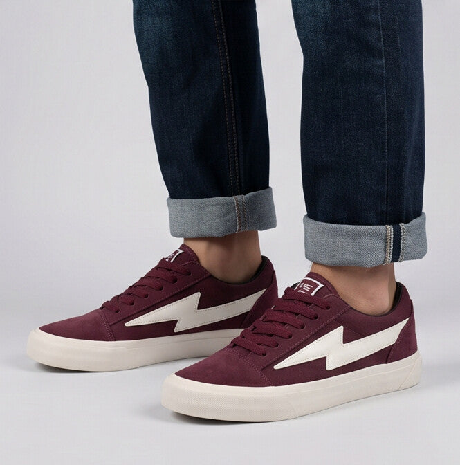 Steady Low-Top Canvas Sneaker with Platform Sole - Burgundy