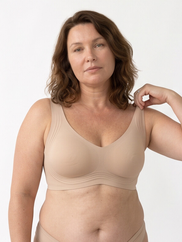 Keld V-Neck Wireless Bra - Nude/Beige