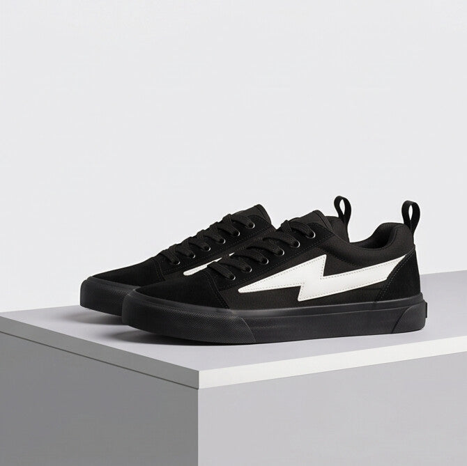 Steady Low-Top Canvas Sneaker with Platform Sole - All Black
