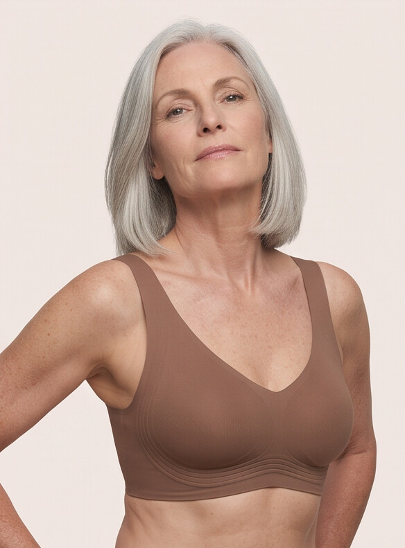 Keld V-Neck Wireless Bra - Taupe/Brown