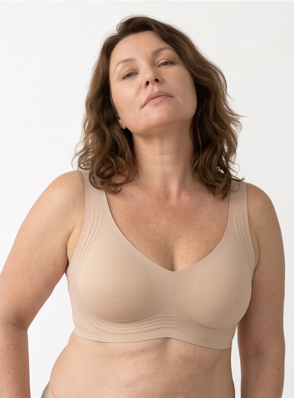 Keld V-Neck Wireless Bra - Nude/Beige