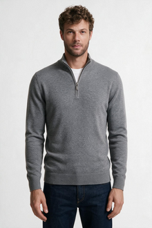 Santous Zip-Up Pullover - Gray
