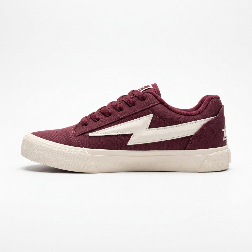 Steady Low-Top Canvas Sneaker with Platform Sole - Burgundy