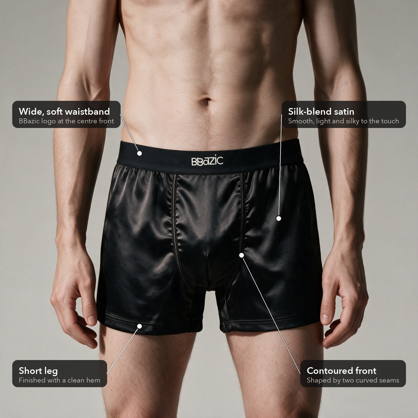 3. A contoured front, shaped by curved seams