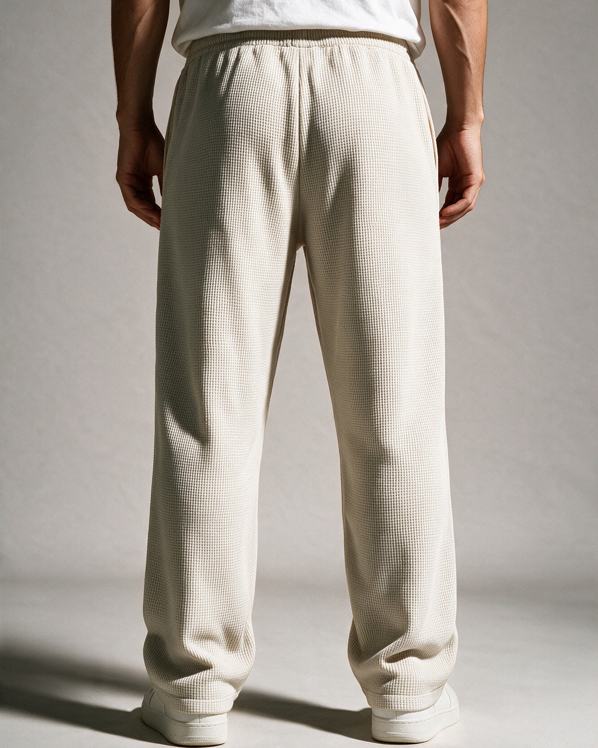 Softloom waffle pants in White, back view